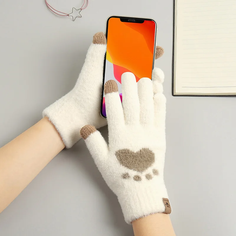 Women Autumn Winter Gloves Touch Screen Cat Paw Pattern Fleece Warm Cold Glove Outdoor Sport Cycling Knitted Split Finger Gloves
Women Autumn Winter Gloves Touch Screen Cat Paw Pattern Fleece Warm Cold Glove Outdoor Sport Cycling Knitted Split Finger Gloves