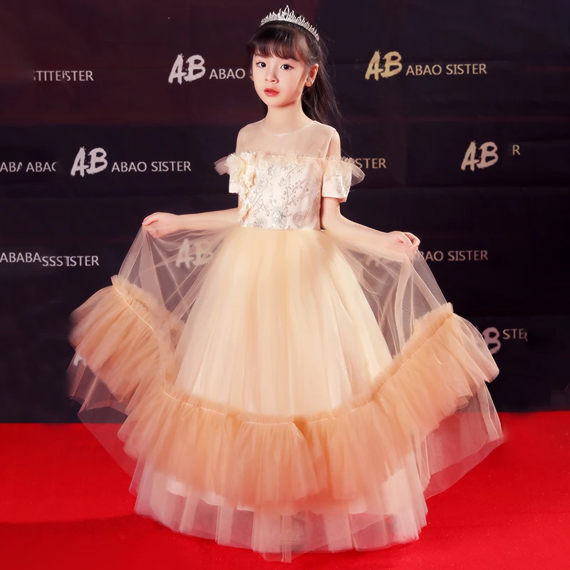 Luxury Flower Girl Dresses Princess Lace Appliques Off The Shoulder Pearls Sequined Ball Gown O-Neck Tulle Kids Party Dress D206
Luxury Flower Girl Dresses Princess Lace Appliques Off The Shoulder Pearls Sequined Ball Gown O-Neck Tulle Kids Party Dress D206