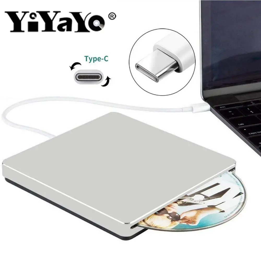 Внешний DVD привод YiYaYo Type C USB оптический записывающее устройство RW Проигрыватель CD