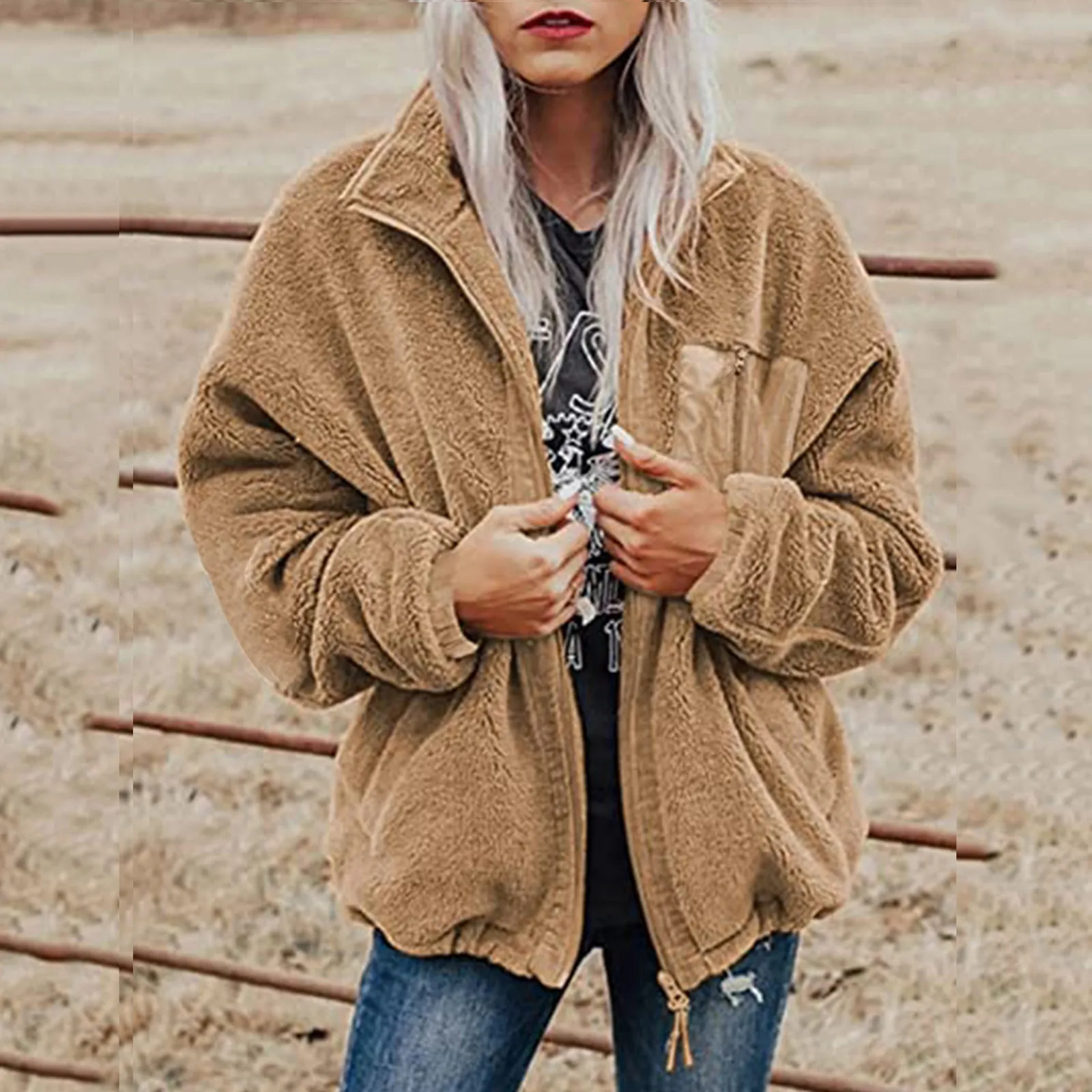 Elegant Faux Fur Coat Women Autumn Winter Warm Soft Zipper Fur Teddy Jacket Female Plush Overcoat Pocket Casual Warm Outwear Top
Elegant Faux Fur Coat Women Autumn Winter Warm Soft Zipper Fur Teddy Jacket Female Plush Overcoat Pocket Casual Warm Outwear Top