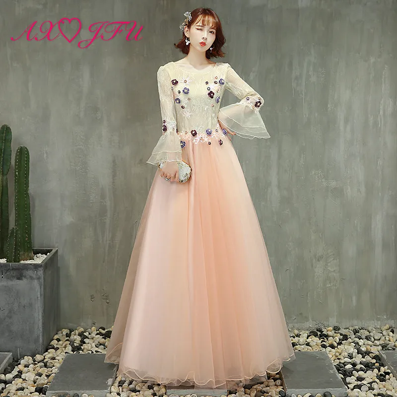 AXJFU luxury princess orange lace bride evening dress vintage o neck beading flower host long flare sleeve bride evening dress
AXJFU luxury princess orange lace bride evening dress vintage o neck beading flower host long flare sleeve bride evening dress
