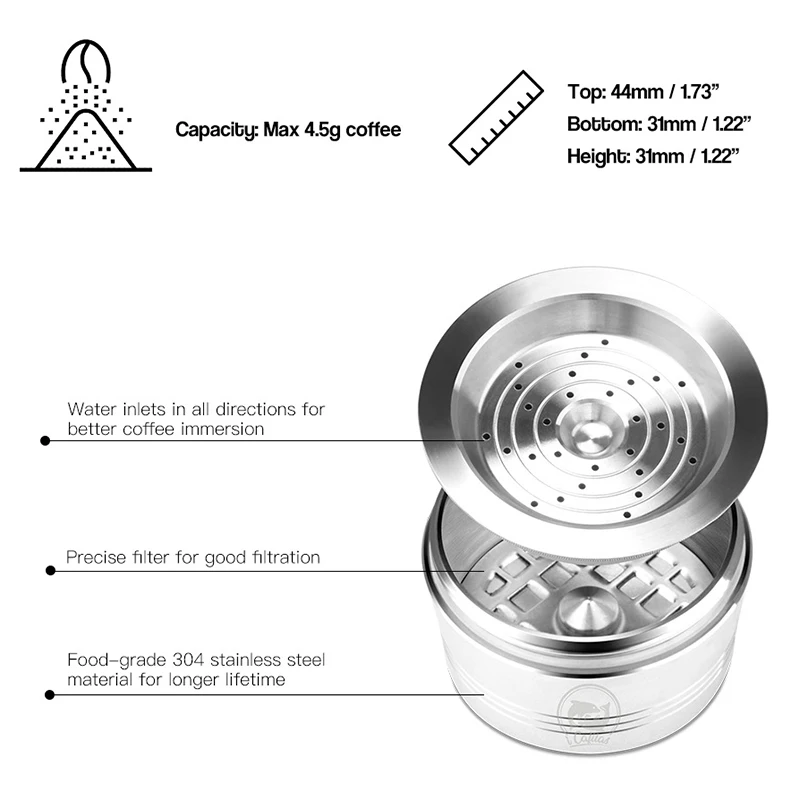 Coffee Capsule Machine Portable Stainless Steel Reusable Coffee Capsule Espresso Pod For TCHIBO Cafissimo
Coffee Capsule Machine Portable Stainless Steel Reusable Coffee Capsule Espresso Pod For TCHIBO Cafissimo