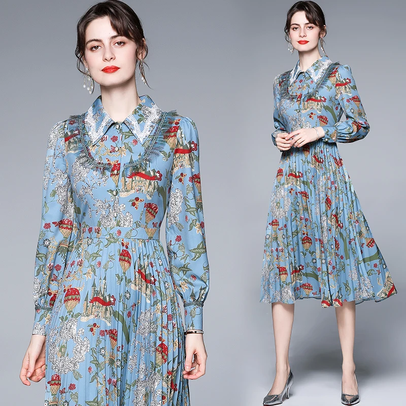 Simgent Pleated Dress Women Lace Up Long Sleeve Turn Down Collar Print Blouse Dresses Vestidos Robe Femme Jurken SG13235
Simgent Pleated Dress Women Lace Up Long Sleeve Turn Down Collar Print Blouse Dresses Vestidos Robe Femme Jurken SG13235