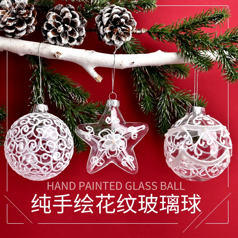Christmas decorations transparent hand-painted white pattern glass ball ornaments scene layout 8CM Christmas ball
Christmas decorations transparent hand-painted white pattern glass ball ornaments scene layout 8CM Christmas ball