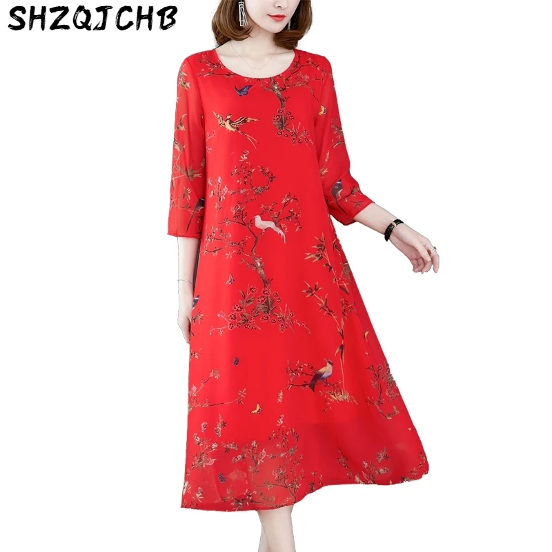 JCHB 2021 Summer Printed Silk Dress Women Red Vintage Beach Dresses Party Midi Boho Dress Female Loose Korean Vestido 5805 KJ39
JCHB 2021 Summer Printed Silk Dress Women Red Vintage Beach Dresses Party Midi Boho Dress Female Loose Korean Vestido 5805 KJ39