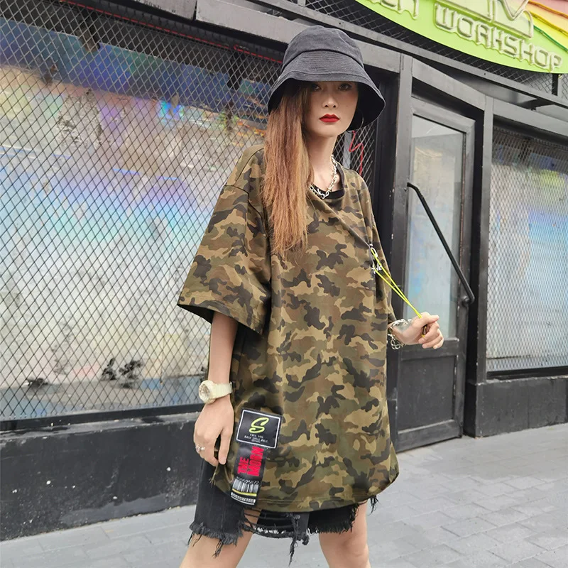 QING MO Green Women Camouflage T Shirt 2021 Summer Women Funny Printed T Shirt Female Streetwear Loose T Shirt ZQY7149 
QING MO Green Women Camouflage T Shirt 2021 Summer Women Funny Printed T Shirt Female Streetwear Loose T Shirt ZQY7149