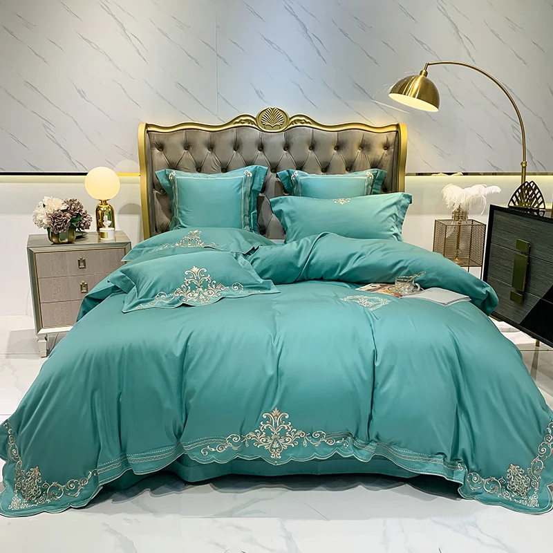 

Luxury European Wedding 4/7Pcs Bedding Set 600TC Egyptian Cotton Gold Embroidery Duvet Cover Bed Sheet Pillowcases Home Textiles