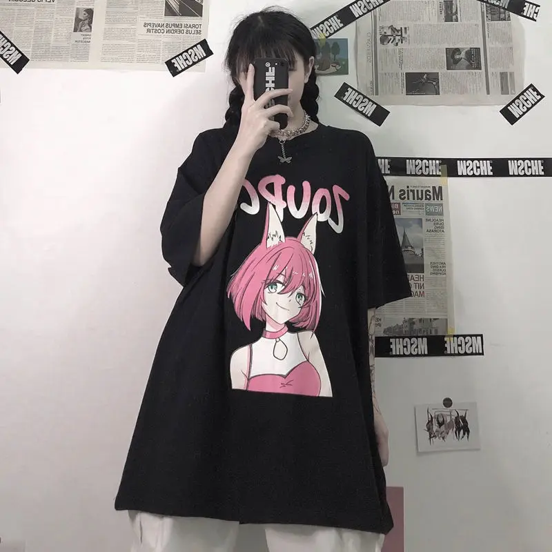 Black Cartoon Tshirt Streetwear Femme Summer Oversized T Shirt Women Harajuku Short Sleeves Tops Tee Hip Hop Gothic Tshirt Girls
Black Cartoon Tshirt Streetwear Femme Summer Oversized T Shirt Women Harajuku Short Sleeves Tops Tee Hip Hop Gothic Tshirt Girls