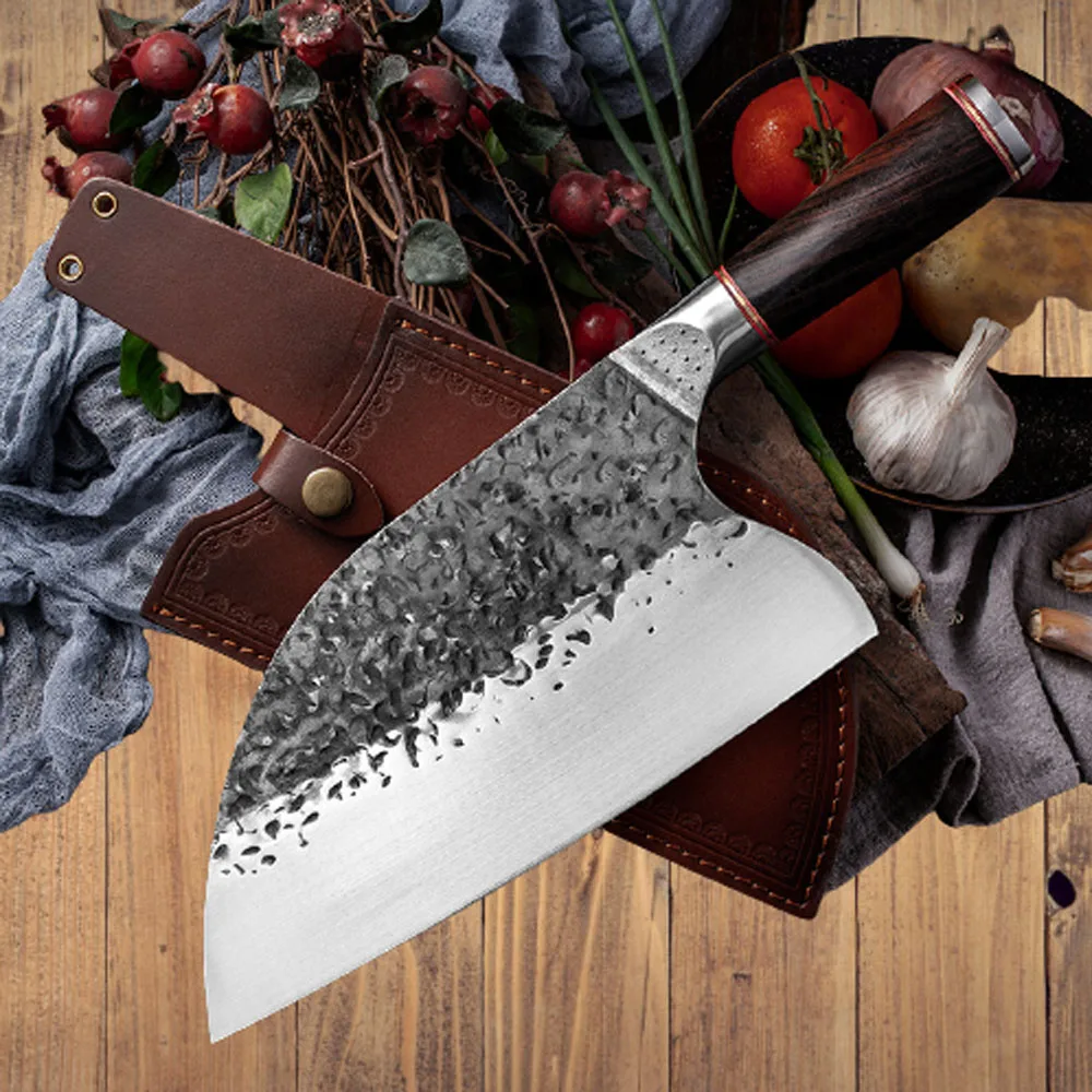 Handmade Forged Choping Knife Stainless Steel Meat Cleaver Vegetable Chopper Chef Kitchen Cutter Wih Sheath Sharpener
Handmade Forged Choping Knife Stainless Steel Meat Cleaver Vegetable Chopper Chef Kitchen Cutter Wih Sheath Sharpener