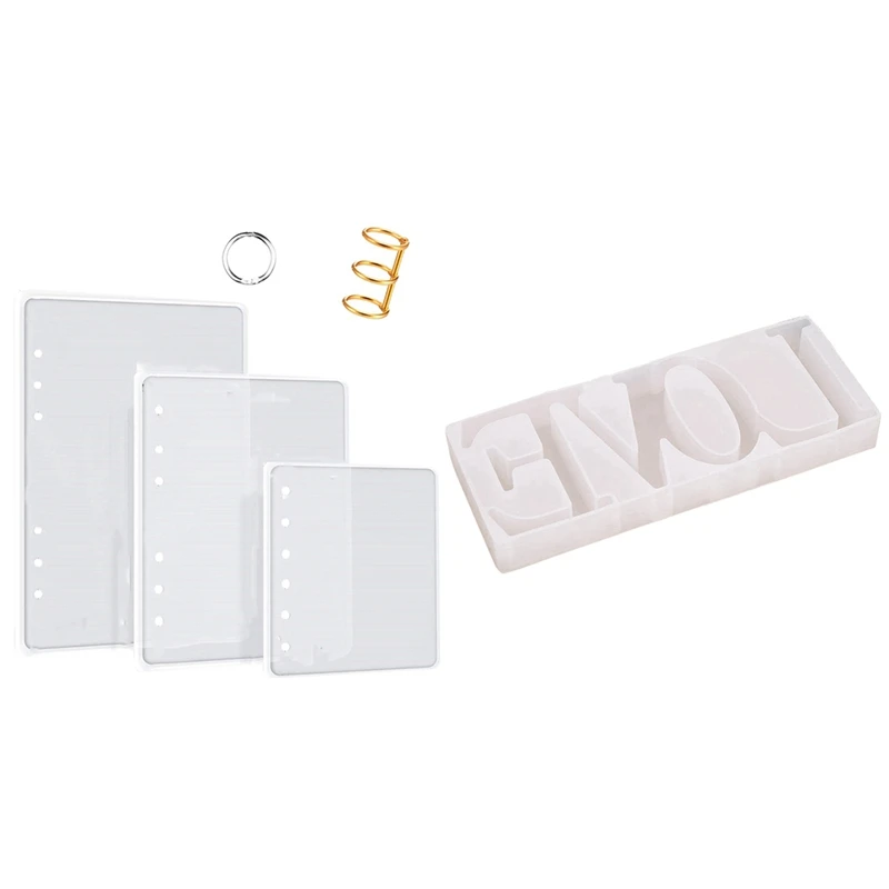 

3x DIY Resin Molded Notebook Case A5 A6 A7 & 1x Love Silicone Molds Resin Word Mold