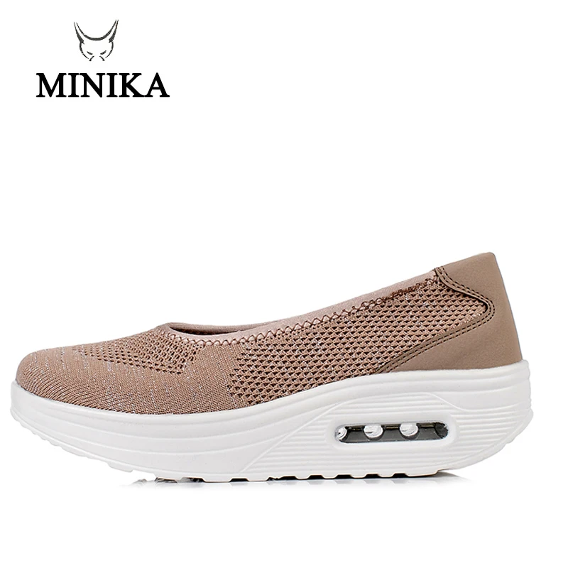 Minika/Женская обувь на плоской платформе Сезон весна Женская дышащая без застежки