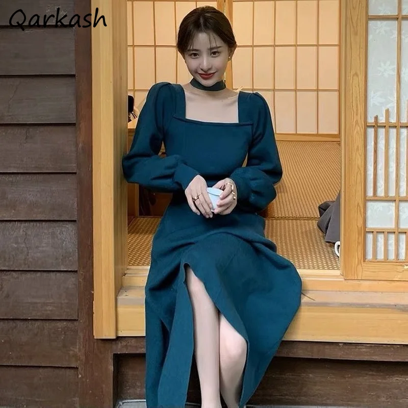 Dress Women All-match Fall Vestido Mujer Harujuku A-LINE Retro Square Collar Party Knitting Trendy New Lady Clothes Pure Classic
Dress Women All-match Fall Vestido Mujer Harujuku A-LINE Retro Square Collar Party Knitting Trendy New Lady Clothes Pure Classic