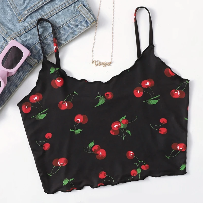 Hot Sexy Black Women Tank Top Ladies Cherry Print Sleeveless Pullover Vest Tank Crop Tops Shirts Camiseta Tirantes Mujer
Hot Sexy Black Women Tank Top Ladies Cherry Print Sleeveless Pullover Vest Tank Crop Tops Shirts Camiseta Tirantes Mujer