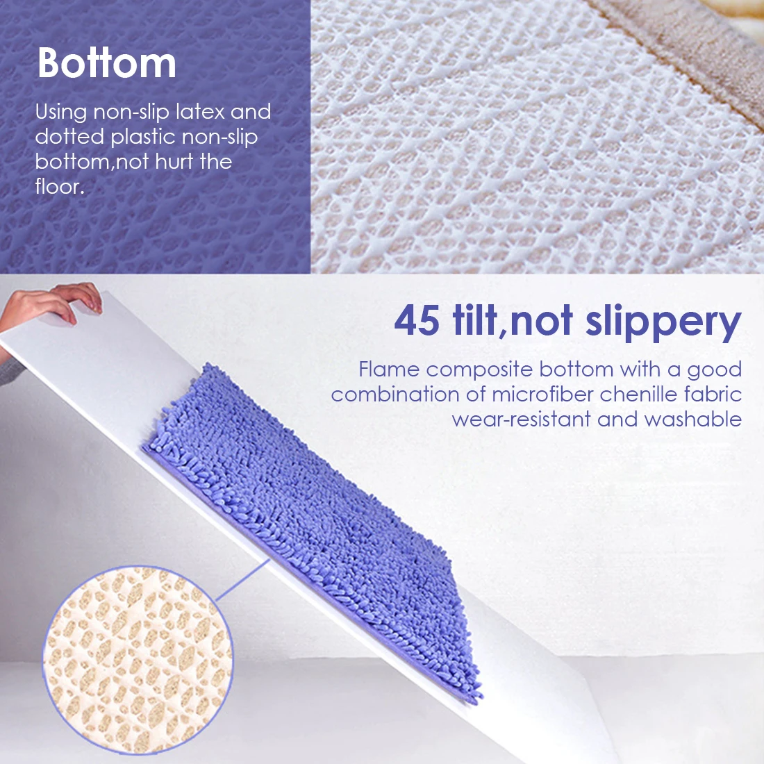 Bathroom Non-Slip Water Absorbent Floor Mats Entrance Kitchen Bedroom Chenille Rugs Shower Room Toilet Floor Mat Carpet
Bathroom Non-Slip Water Absorbent Floor Mats Entrance Kitchen Bedroom Chenille Rugs Shower Room Toilet Floor Mat Carpet