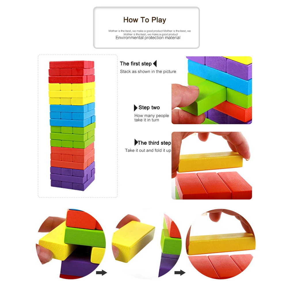 Large Stacking Tumbling Wooden Block Game Puzzle Toys Building Blocks Tower Early Education Montessori Toy for Kids Children
Large Stacking Tumbling Wooden Block Game Puzzle Toys Building Blocks Tower Early Education Montessori Toy for Kids Children