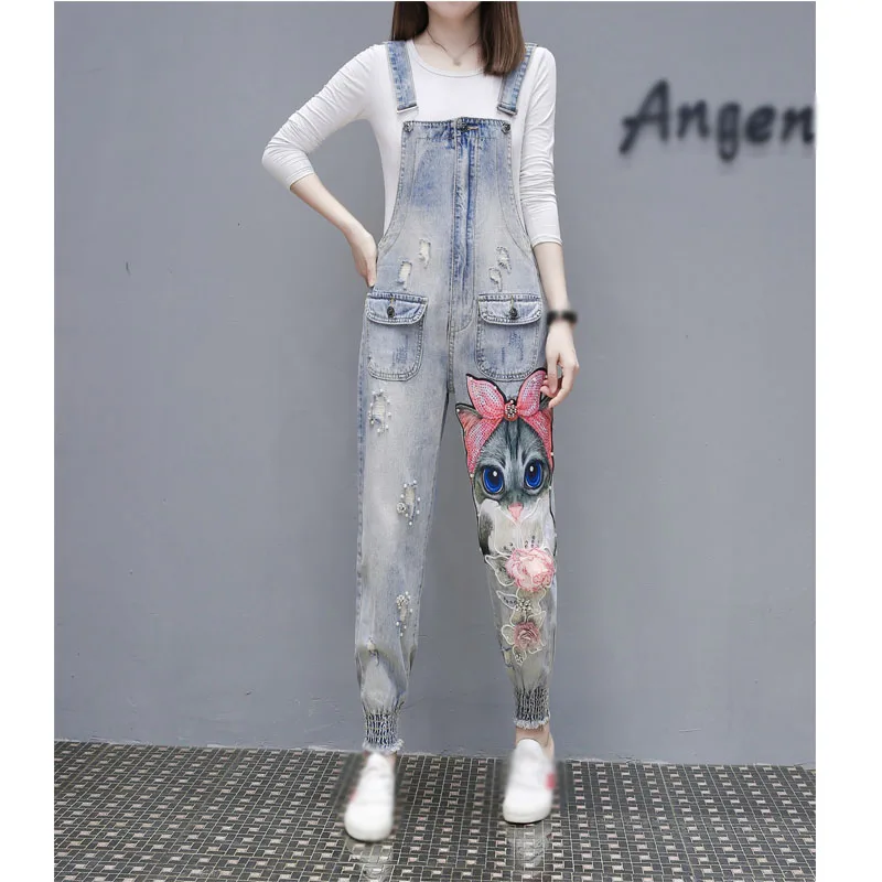 Женский джинсовый комбинезон с вышивкой, украшенный жемчужинами и блестками, стереоскопический джинсовый комбинезон с милыми котятами, по...
Женский джинсовый комбинезон с вышивкой, украшенный жемчужинами и блестками, стереоскопический джинсовый комбинезон с милыми котятами, по...