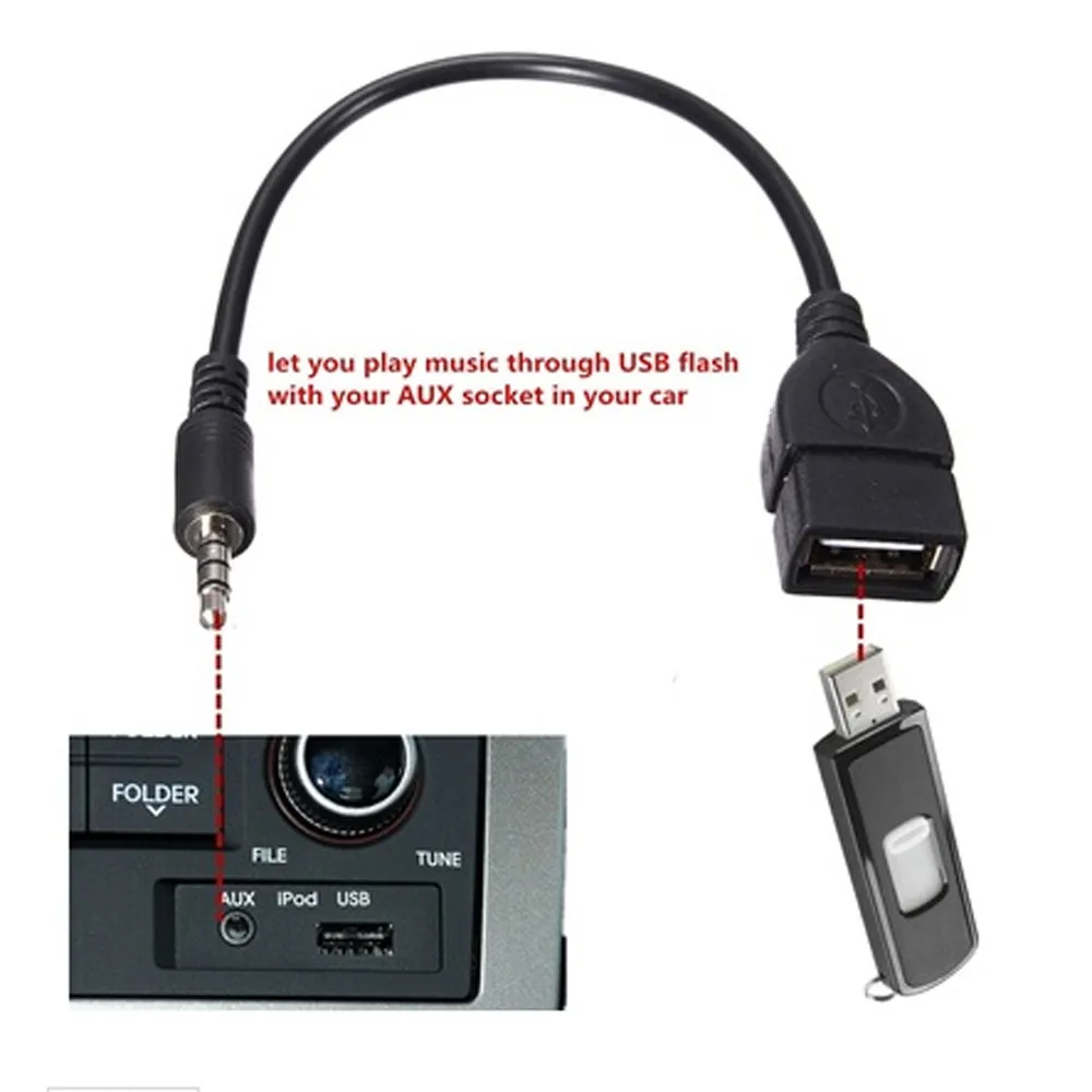 1 шт. Новый универсальный 3 5 мм штекер аудио AUX разъем к USB 2 0 Тип A Женский Адаптер
