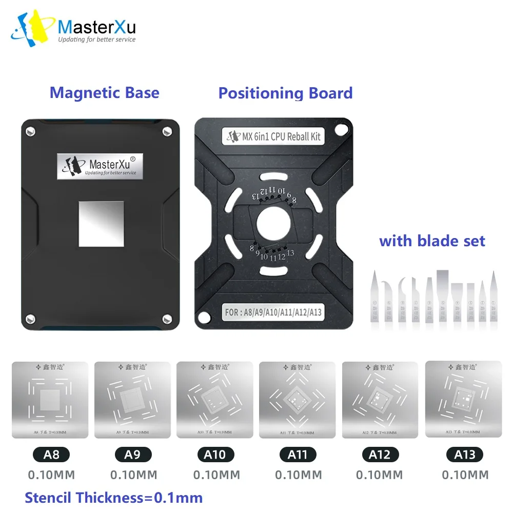 MasterXu IC Level CPU Reball Kit A8 A9 A10 A11 A12 A13 for iPhone Repair Swap Board Laser Making Stencil Better Than Black XZZ
MasterXu IC Level CPU Reball Kit A8 A9 A10 A11 A12 A13 for iPhone Repair Swap Board Laser Making Stencil Better Than Black XZZ