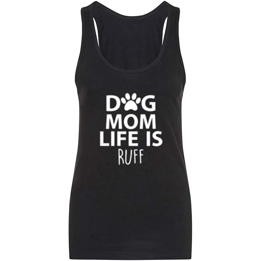 Lyprerazy Women's Dogs Mom Life is Ruff Fitness Workout Racerback Tank Tops Summer Funny Letter Print Top | Женская одежда