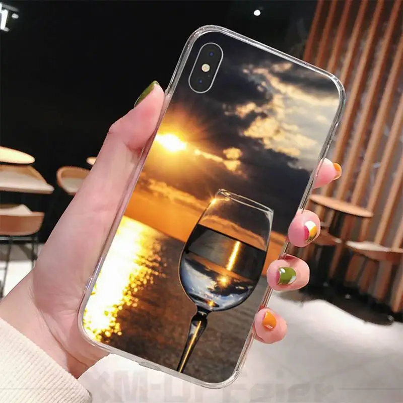 Чехол для iPhone 11 pro с винным бокалом мягкий черный чехол телефона iphone 6 6s plus 7 8 X XS XR MAX