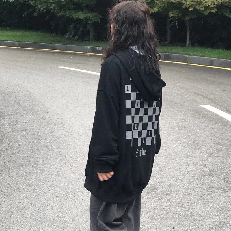 Harajuku Sweatshirt Women Black Streetwear Top Oversized Checkerboard Hoodie Spring 2021 Kpop Hooded Jacket Letter Sweatshirt
Harajuku Sweatshirt Women Black Streetwear Top Oversized Checkerboard Hoodie Spring 2021 Kpop Hooded Jacket Letter Sweatshirt