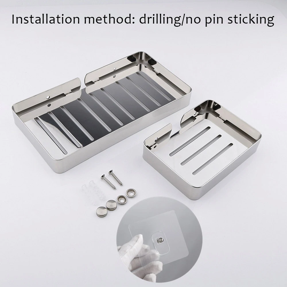 304 Stainless Steel Soap Dish Holder Draining Soap Box Self-Adhesive No Drilling For Toilet Bathroom Shower Household Storage
304 Stainless Steel Soap Dish Holder Draining Soap Box Self-Adhesive No Drilling For Toilet Bathroom Shower Household Storage