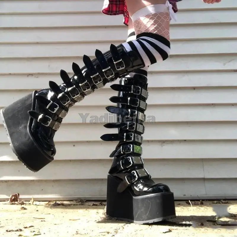 Brand Design Female Gothic Cosplay Wedges High Heels Women High Boots Metal Buckle Platform Knee High Boots Punk Shoes Woman
Brand Design Female Gothic Cosplay Wedges High Heels Women High Boots Metal Buckle Platform Knee High Boots Punk Shoes Woman