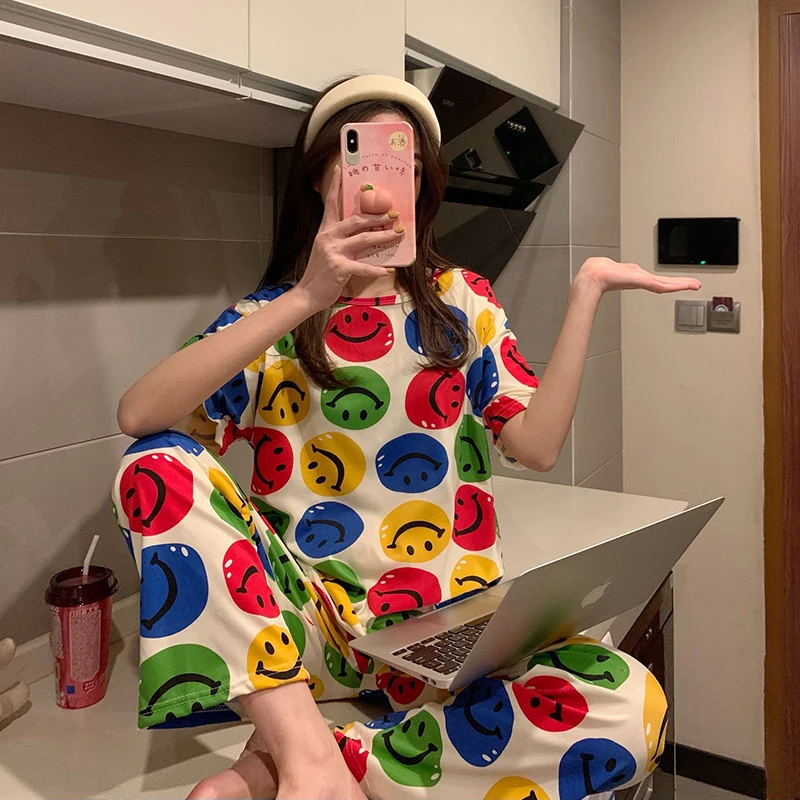 Новинка 2021, женские брюки с коротким рукавом, одежда для сна, мультяшный милый тонкий пижамный комплект в виде клубники, домашняя пижама, лет...
Новинка 2021, женские брюки с коротким рукавом, одежда для сна, мультяшный милый тонкий пижамный комплект в виде клубники, домашняя пижама, лет...