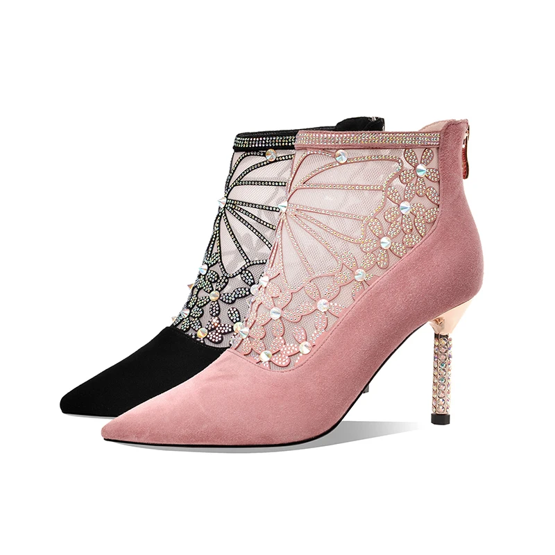 ISNOM Spring Mesh Crystal Booties Women Shoes Stiletto Heels Ankle Boots Suede Leather Shoes Woman Pointed toe Ladies Boots
ISNOM Spring Mesh Crystal Booties Women Shoes Stiletto Heels Ankle Boots Suede Leather Shoes Woman Pointed toe Ladies Boots