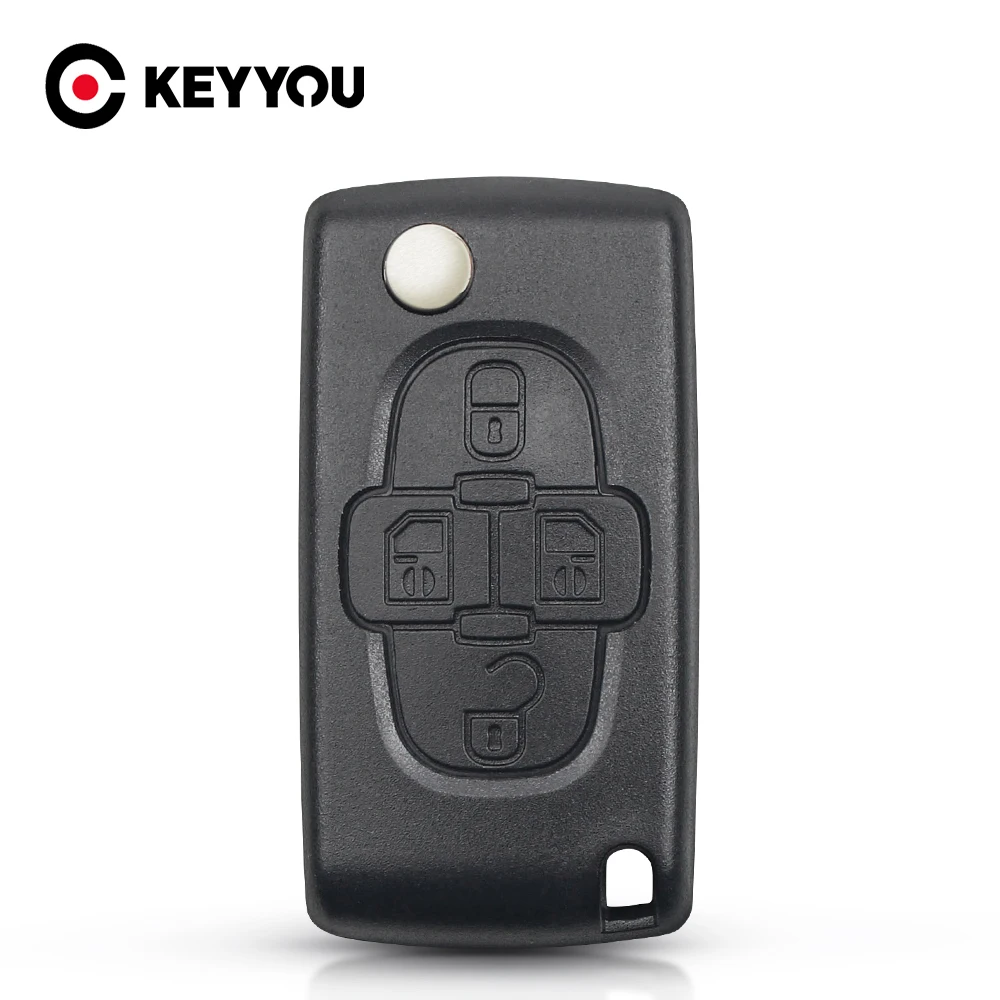 

KEYYOU для Peugeot 207 307 308 407 для Citroen C2 C3 C4 C5 Флип ключ чехол CE0523 VA2 лезвие 4 кнопки без паза ключа автомобиля чехол