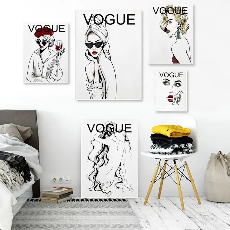 Modern Fashion Girl Portrait Canvas Painting Black and White Line Sketch Figure Posters and Prints Home Decoration Living Room
Modern Fashion Girl Portrait Canvas Painting Black and White Line Sketch Figure Posters and Prints Home Decoration Living Room