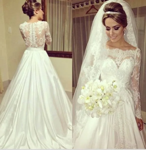Glamorous Off the Shoulder Appliqued Lace Long Sleeve vestido de noiva Taffeta bridal gown 2018 mother of the bride dresses
Glamorous Off the Shoulder Appliqued Lace Long Sleeve vestido de noiva Taffeta bridal gown 2018 mother of the bride dresses