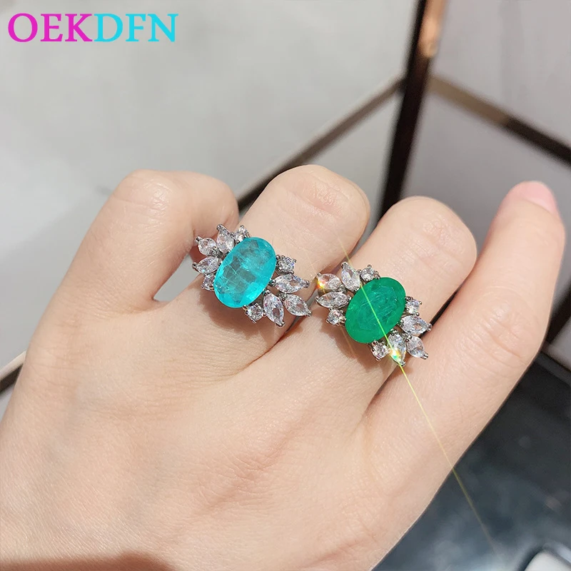 OEKDFN Real925 Sterling Silver Rings Oval Paraiba Tourmaline Emerald Gemstone Wedding Engagement Party Ring Fine Jewelry
OEKDFN Real925 Sterling Silver Rings Oval Paraiba Tourmaline Emerald Gemstone Wedding Engagement Party Ring Fine Jewelry