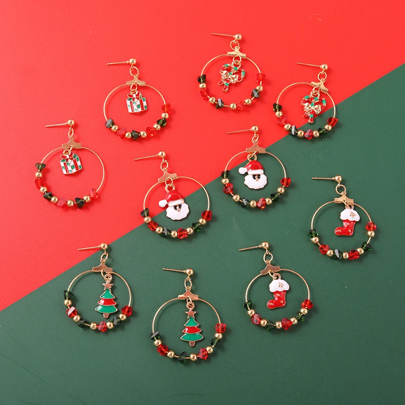 Christmas Style Crystal Circle Earrings Round Santa Claus Snowman Popular Gift Tree Sock for Girls Women Trend Jewelry Wholesale
Christmas Style Crystal Circle Earrings Round Santa Claus Snowman Popular Gift Tree Sock for Girls Women Trend Jewelry Wholesale