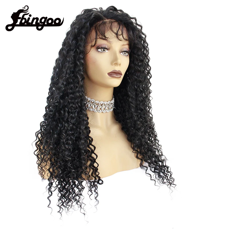 Ebingoo High Temperature Fiber Long Kinky Curly Blond Black Platinum Blonde Synthetic Lace Front Wigs with Baby Hair for Women | Шиньоны и