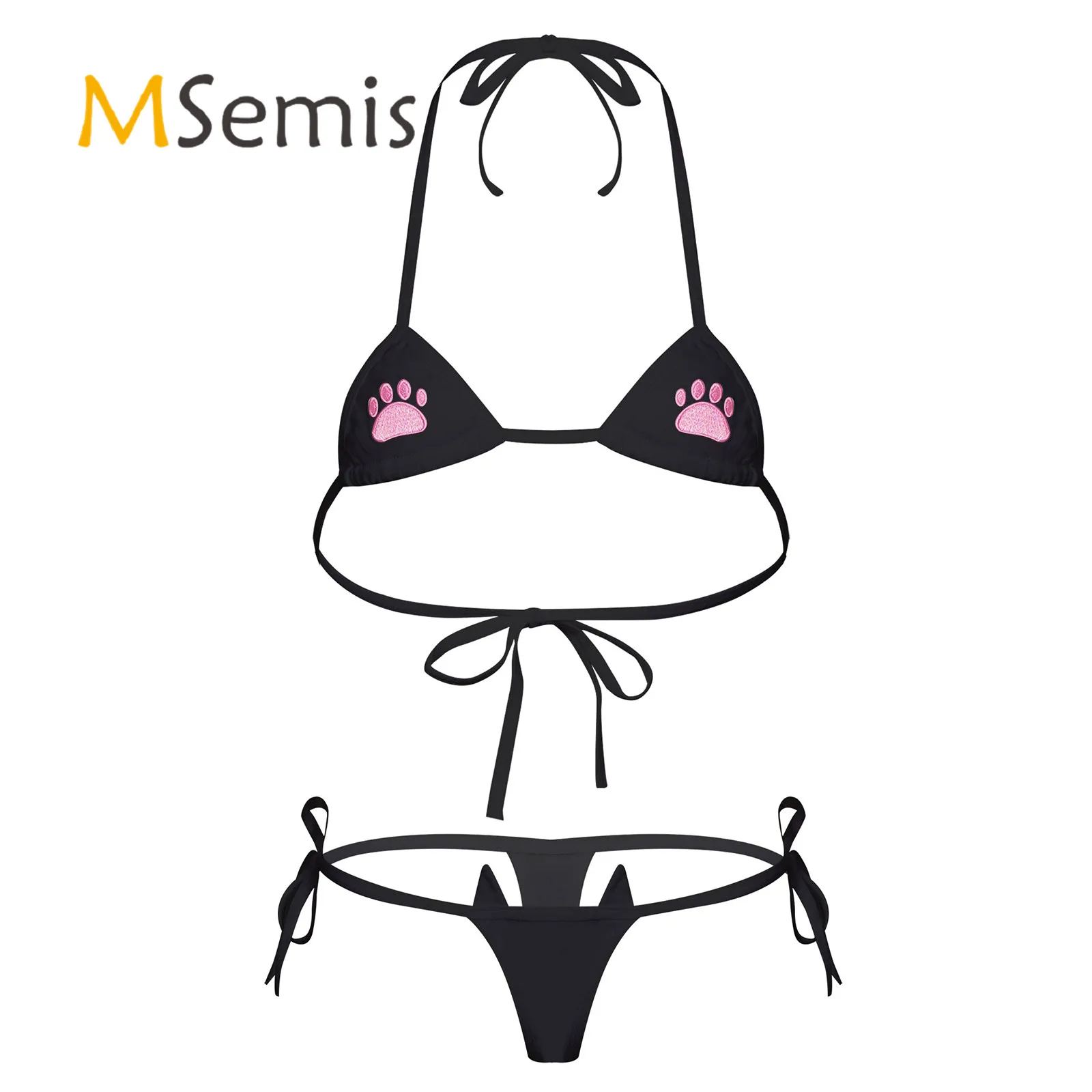 Womens Sexy Mini Bikini Set Paw Embroidered Erotic Lingerie Suit Halter Neck Lace-up Bra with Swimming G-string Briefs Swimsuit
Womens Sexy Mini Bikini Set Paw Embroidered Erotic Lingerie Suit Halter Neck Lace-up Bra with Swimming G-string Briefs Swimsuit