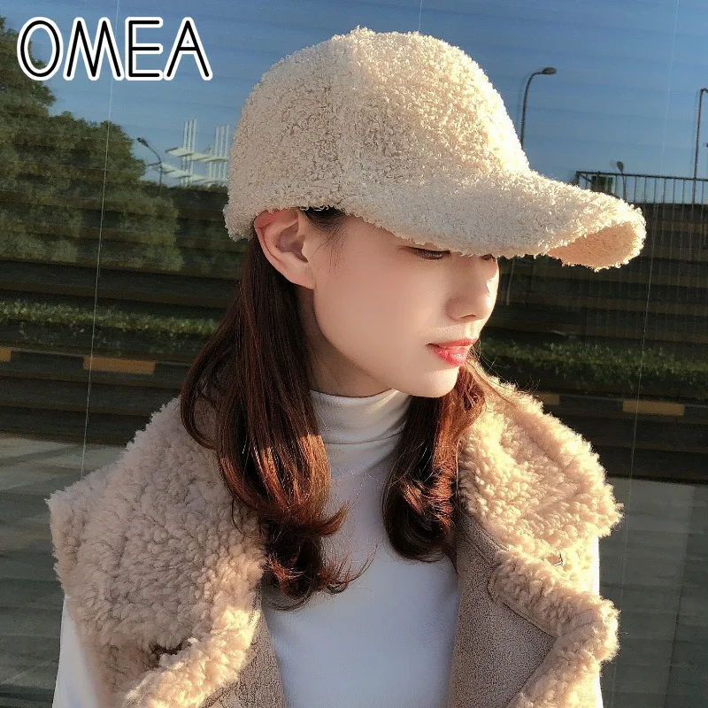 OMEA шерстяная бейсболка с овечьими ягненками женская кепка Снэпбэк кудрявыми