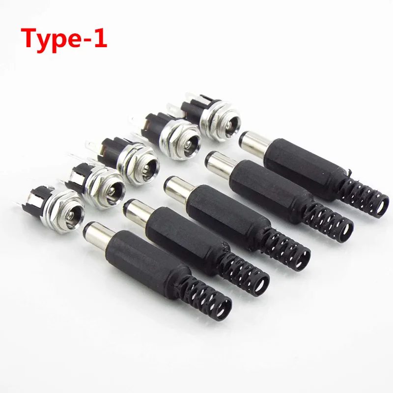 5PCS 12V 5.5 x 2.5mm Plastic Male Plugs DC Power Socket Female Jack Screw Nut Panel Mount Connector Adapter CCTV LED Strip | Безопасность
