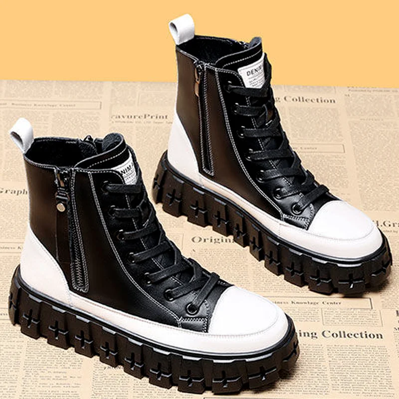2022 Autumn New Platform Sneakers PU Leather Women's Casual Shoes Lace-up Double Zipper Square Heel Women's Motorcycle Boots
2022 Autumn New Platform Sneakers PU Leather Women's Casual Shoes Lace-up Double Zipper Square Heel Women's Motorcycle Boots