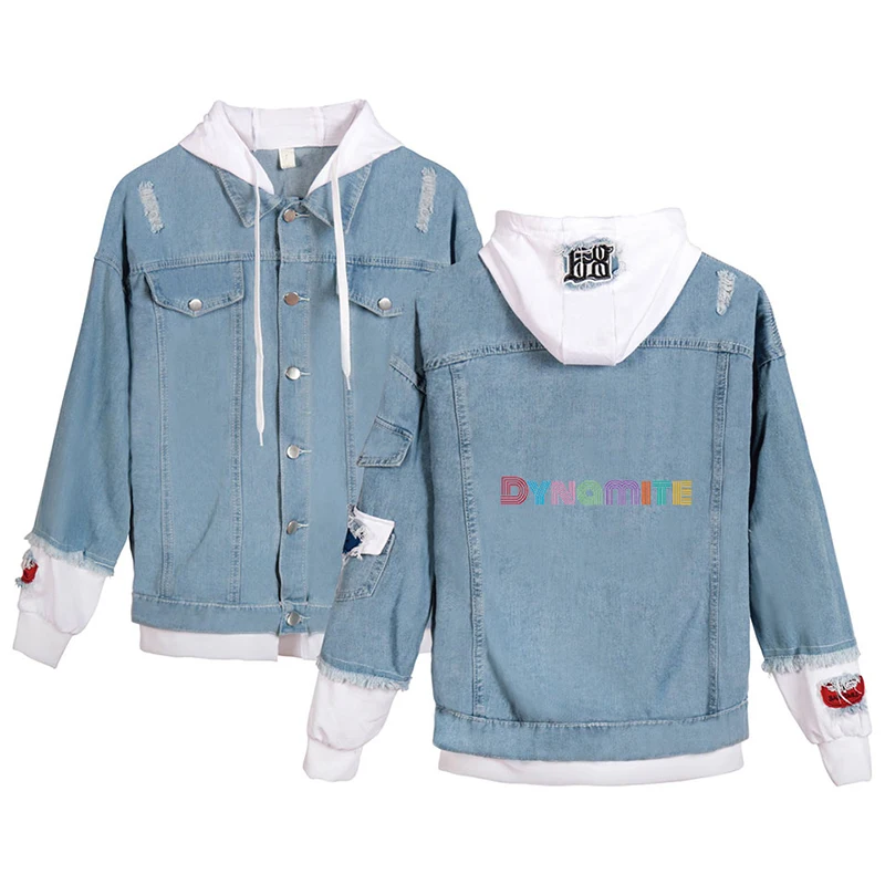 New Bangtan Boys DYNAMITE Denim Jacket Men women Fashion Outwear Jean Coats Jackets Harajuku Kpop Hooded Jacket Bangtan Clothes
New Bangtan Boys DYNAMITE Denim Jacket Men women Fashion Outwear Jean Coats Jackets Harajuku Kpop Hooded Jacket Bangtan Clothes