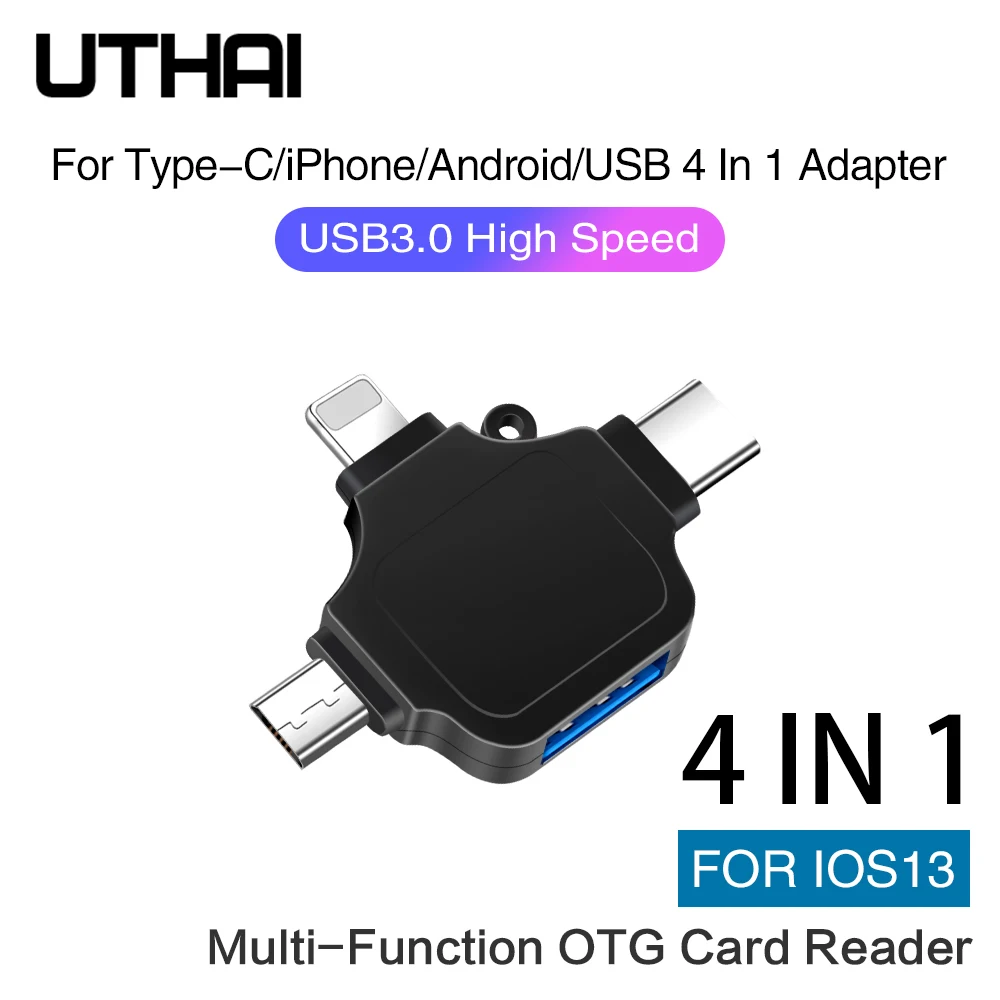 UTHAI C66 для iPhone Android Type C usb 3 0 4 в 1 OTG адаптер мульти все кардридер подключить U флэш
