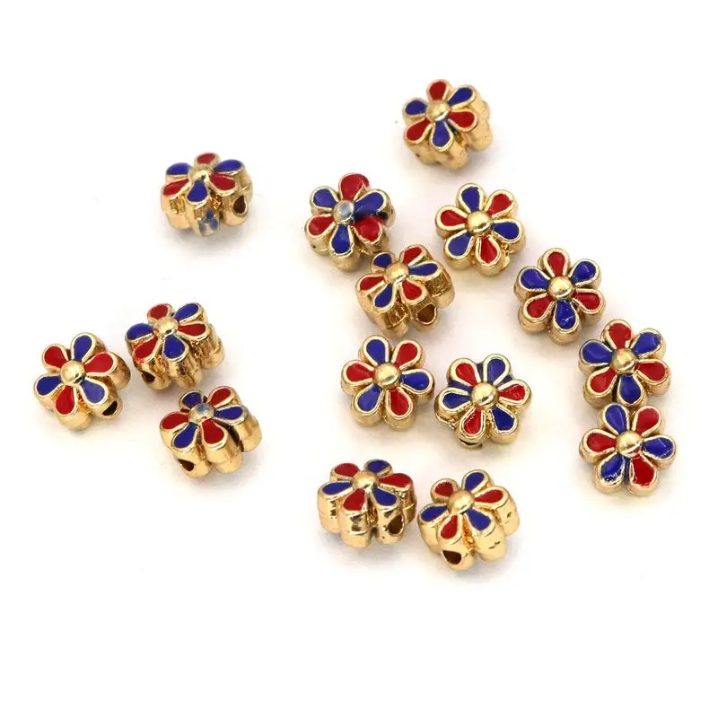 Tibetan Gold Enamel Blue Red Flower Metal Beads For Jewelry Making handmade Diy Bracelet Necklace Accessories Wholesale
Tibetan Gold Enamel Blue Red Flower Metal Beads For Jewelry Making handmade Diy Bracelet Necklace Accessories Wholesale