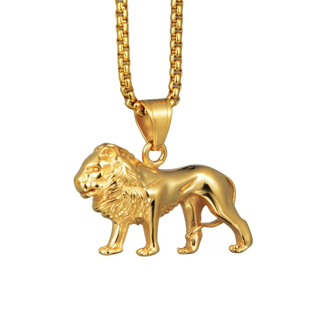 New Fashion Stainless Steel Lion Animal Pendant Necklace Hip Hop Gold Color Long Necklaces Chain For Men Women Jewelry Gifts
New Fashion Stainless Steel Lion Animal Pendant Necklace Hip Hop Gold Color Long Necklaces Chain For Men Women Jewelry Gifts