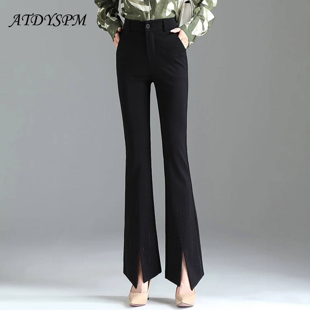 Women High Waist Flare Pants 2022 New Fashion High Quality Split Straight Trousers Office Lady Black Casual Pants Pantalon Femme
Women High Waist Flare Pants 2022 New Fashion High Quality Split Straight Trousers Office Lady Black Casual Pants Pantalon Femme