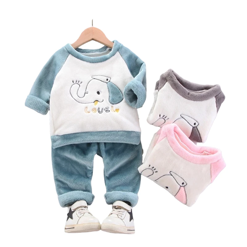Baby Boys Girls Sleepwear Children Clothes Set Autumn Winter Flannel Cartoon Elephant Sweater Pants 2Pcs Kids Pajamas Suit 1-4Y
Baby Boys Girls Sleepwear Children Clothes Set Autumn Winter Flannel Cartoon Elephant Sweater Pants 2Pcs Kids Pajamas Suit 1-4Y