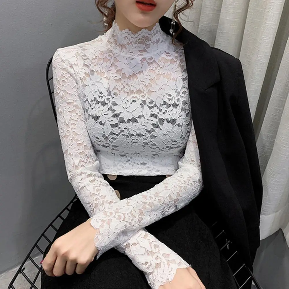 40%HOTSlim Long Sleeve Hollow Women Blouse Half High Collar Solid Color Lace Bottoming Blouse Female Clothing
40%HOTSlim Long Sleeve Hollow Women Blouse Half High Collar Solid Color Lace Bottoming Blouse Female Clothing