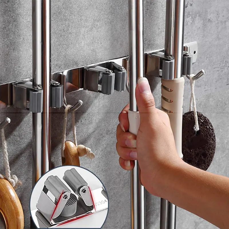 Stainless Steel Mop Holder Wall Hook Punch-free Strong Glue High Quality Wall Mounted Mop Organizer Holder Brush Broom Hanger
Stainless Steel Mop Holder Wall Hook Punch-free Strong Glue High Quality Wall Mounted Mop Organizer Holder Brush Broom Hanger