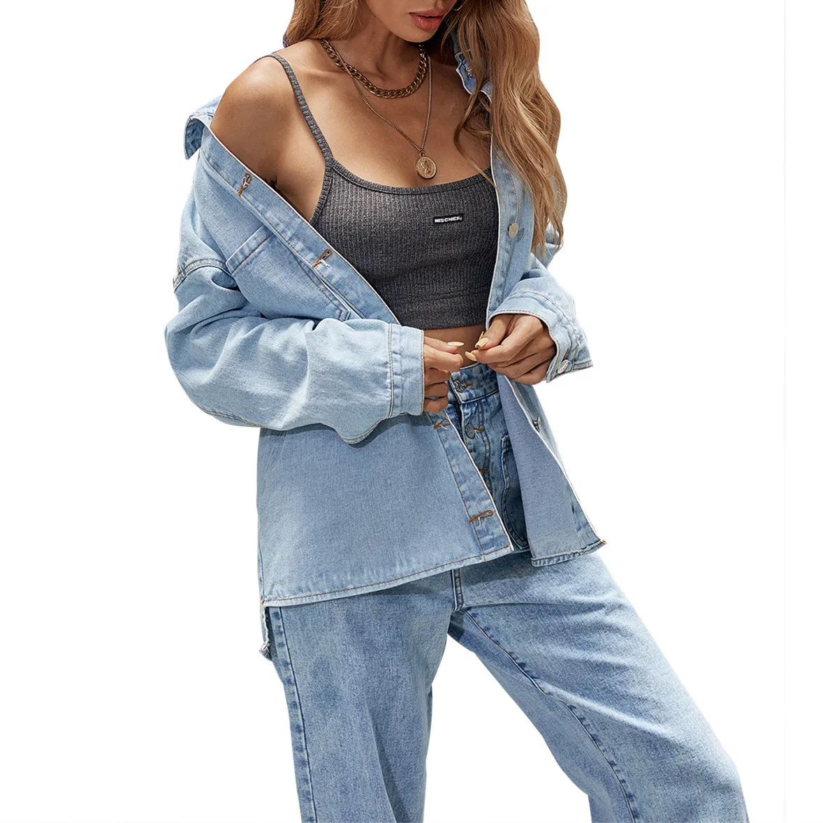Women Y2K Style Solid Design Single Breasted Retro Oversize Loose Button Jacket Coats Casual Denim Pocket Coat Chic Tops
Women Y2K Style Solid Design Single Breasted Retro Oversize Loose Button Jacket Coats Casual Denim Pocket Coat Chic Tops