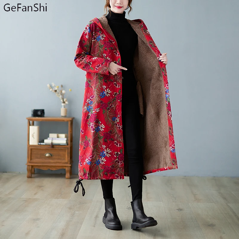 Autumn Winter Women Print Hooded Fleece Warm Single-breasted Fashion Casual Loose Elegant Ladies Top Coat Long Jacket Outwear
Autumn Winter Women Print Hooded Fleece Warm Single-breasted Fashion Casual Loose Elegant Ladies Top Coat Long Jacket Outwear