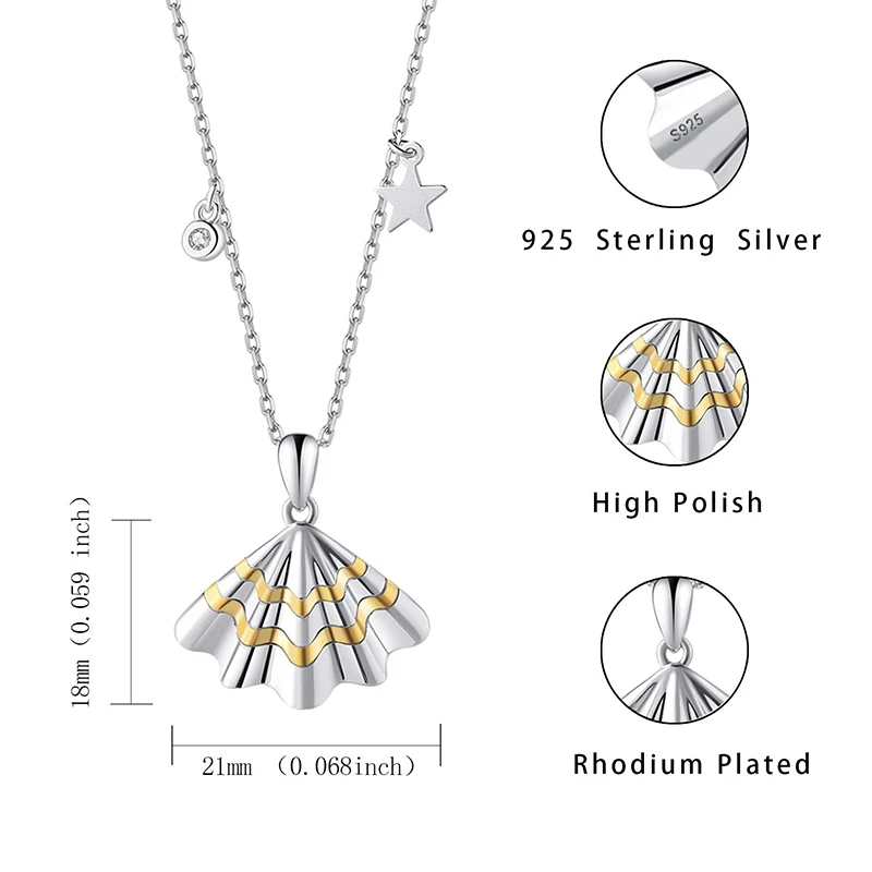 925 Sterling Silver Seashell Necklace Gold Scallop Shell Stars Pendant Chain For Women Summer Beach Sea Series Fine Jewelry Gift
925 Sterling Silver Seashell Necklace Gold Scallop Shell Stars Pendant Chain For Women Summer Beach Sea Series Fine Jewelry Gift